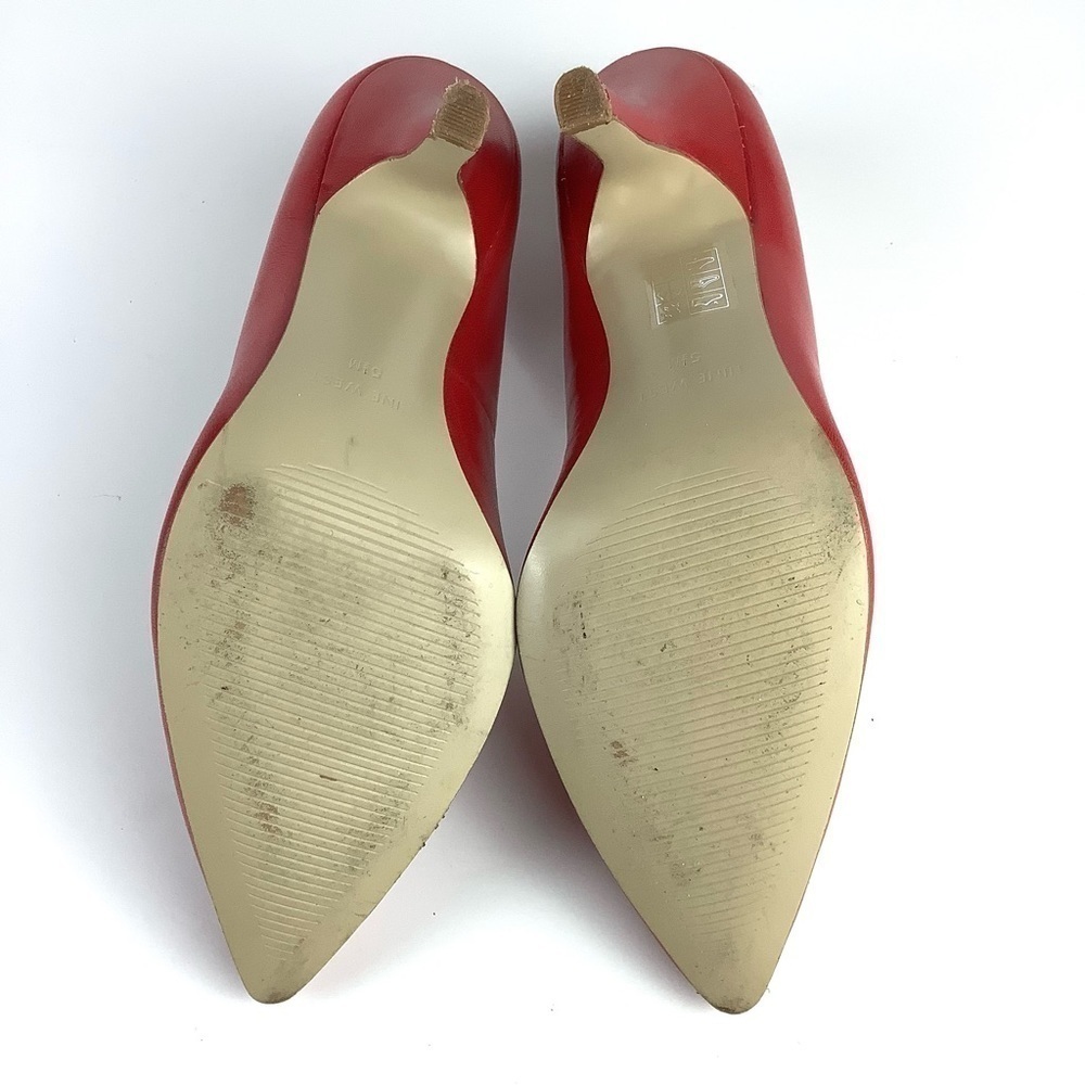 NINE WEST LEATHER RED HIGH HEEL PUMPS SHOES - Picture 10 of 11